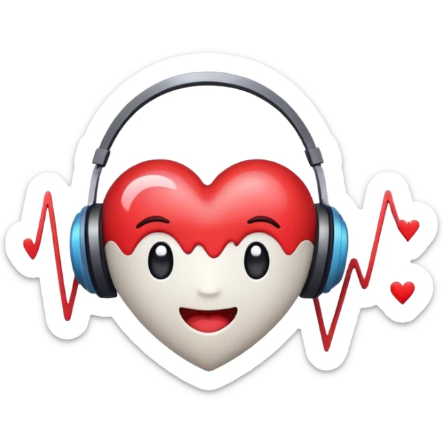 cute sound wave character with heart eyes listening to music sticker