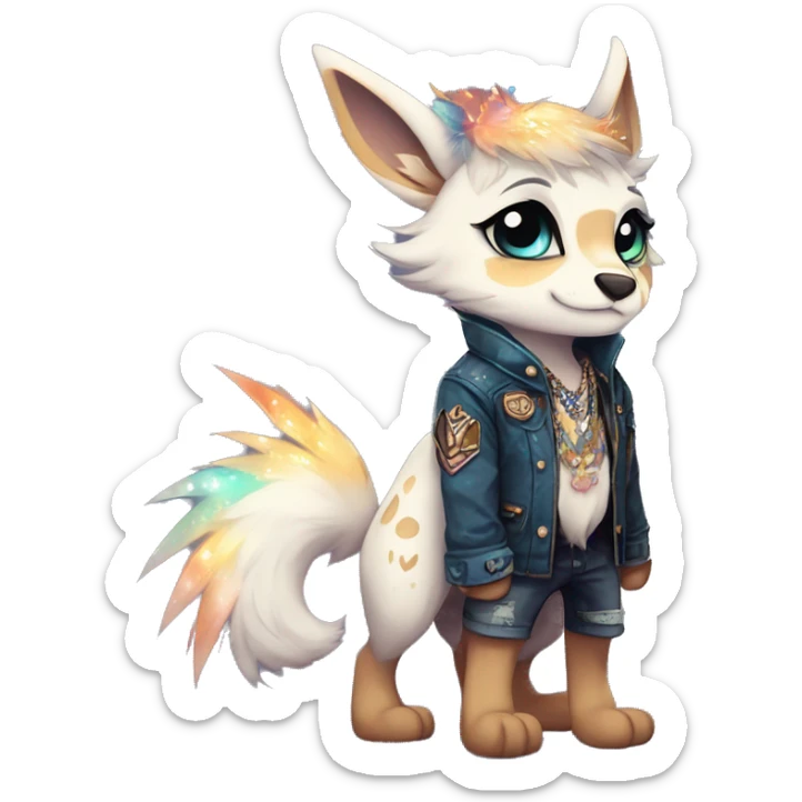 Cool cute Kawaii edgy fantasy animal sparkle fursona by griffsnuff & LiLaiRa & Falvie full body sticker