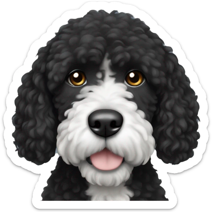 completely black with white tiny spot on the top of head portuguese water dog sticker