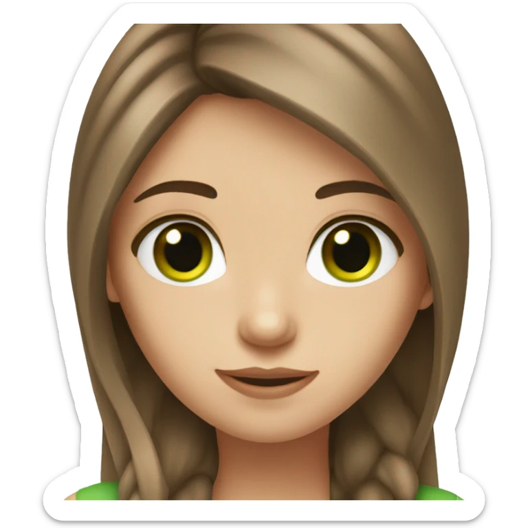 Long brown hair and fair skin and green eyes sticker