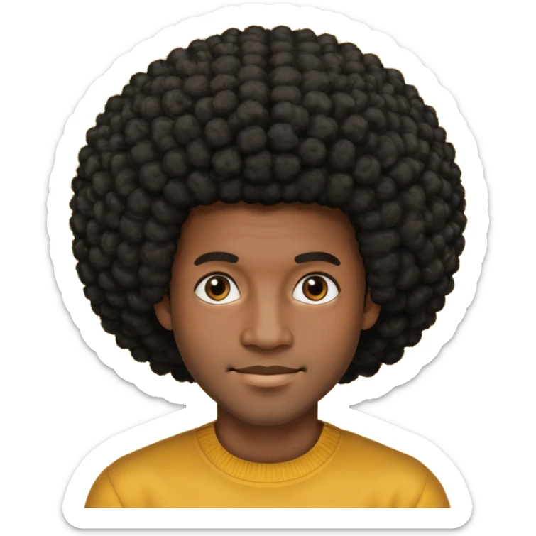  Afro slight smile and black skin color emoji male sticker