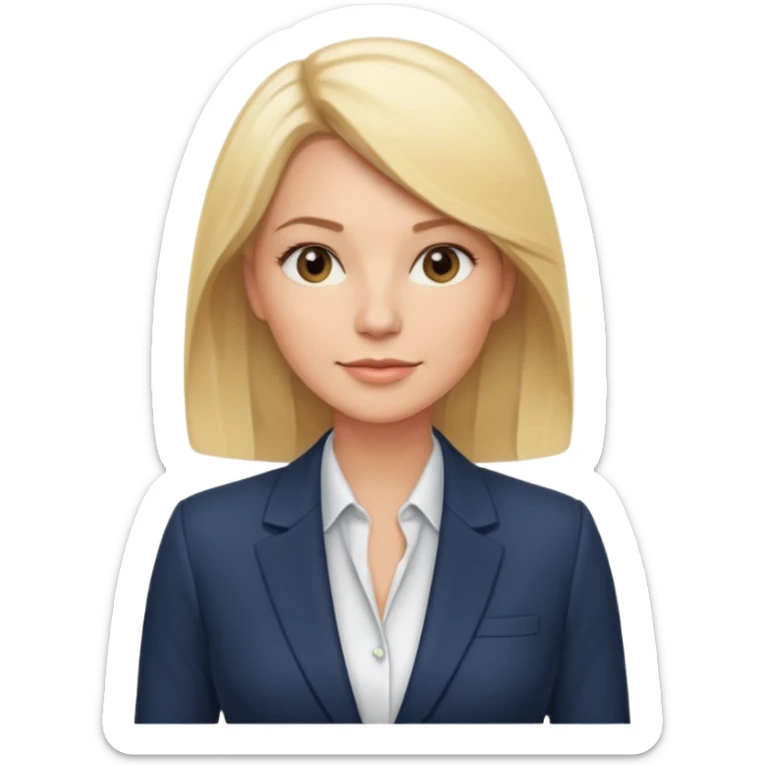 blonde woman in her thirties, looking confident and professional, CEO vibe sticker