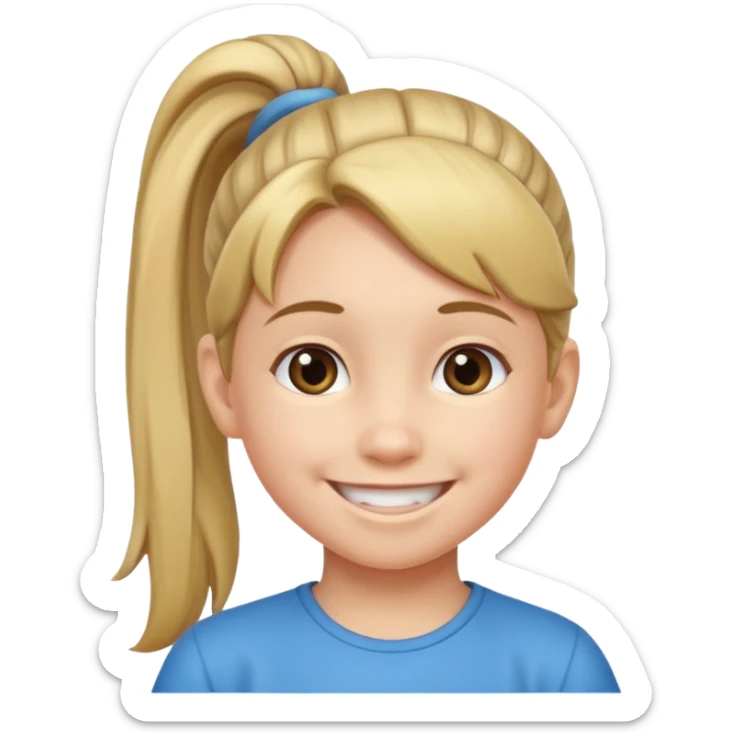 child with pony tail sticker