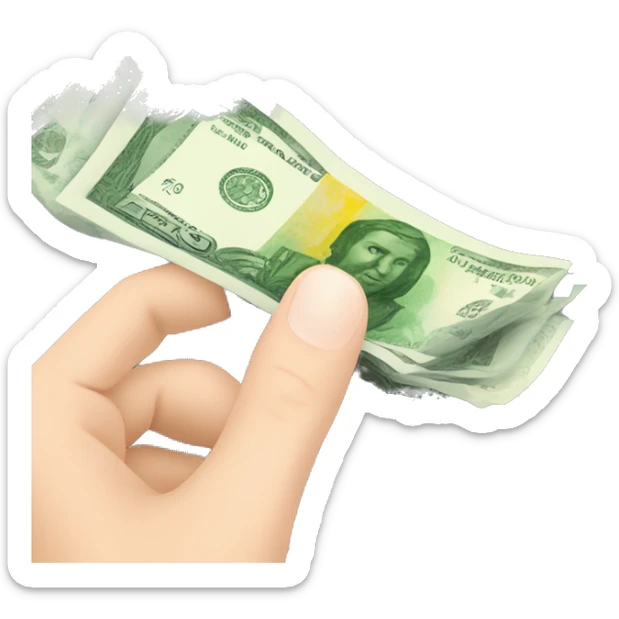 a hand with light skin and manicure holding money in euro banknotes sticker