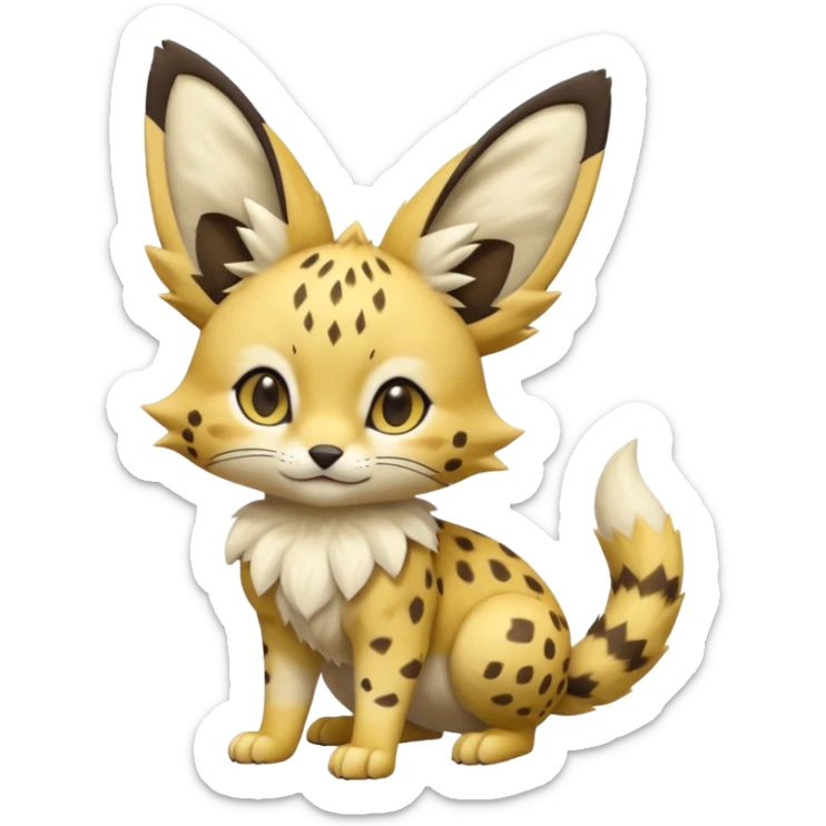 Cute realistic lifelike elegant Serval-Sergal-Picchu-Minccino-Pikachu-Fakemon-Pokémon-creature  sticker