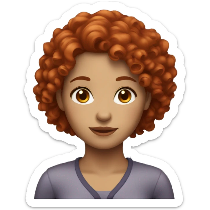 avatar of a woman with red curly hair and brown eyes  sticker