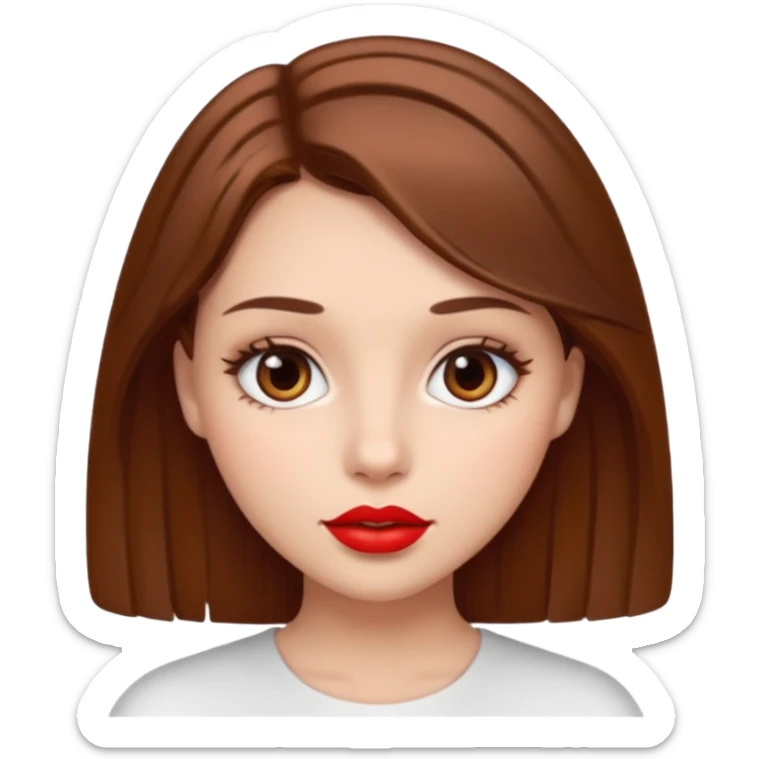 Girl who have brown hair brown eyes and beautiful red lip  sticker