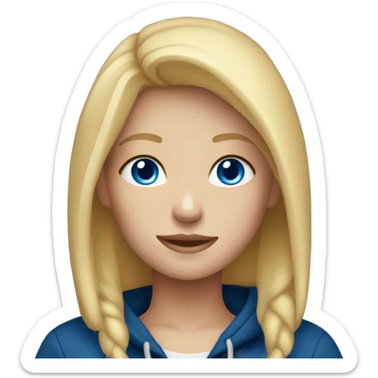 Blonde hair blue eyes girl with dark blue hoodie  sticker
