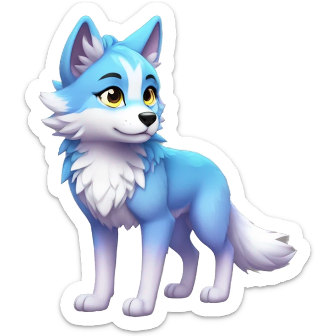 Anthro Colorful Shiny Fionbri-Falvie-sparkle-wolf-sona with spot markings full body sticker