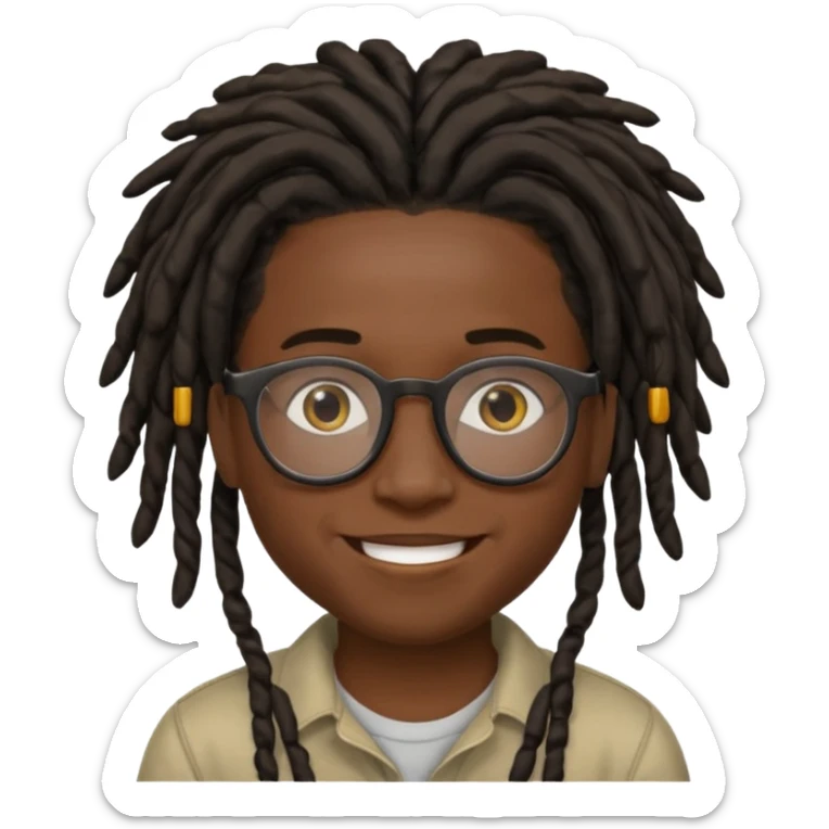 Boy with a locs hair on face put a glasses on and Black locs sticker