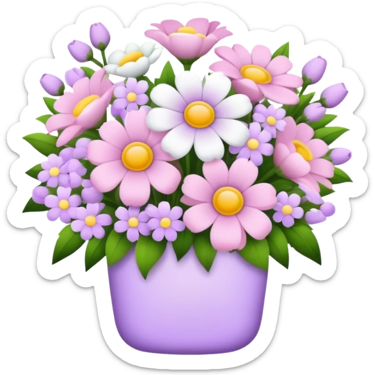 baby pink flower bouquet with white flowers light purple flowers  sticker