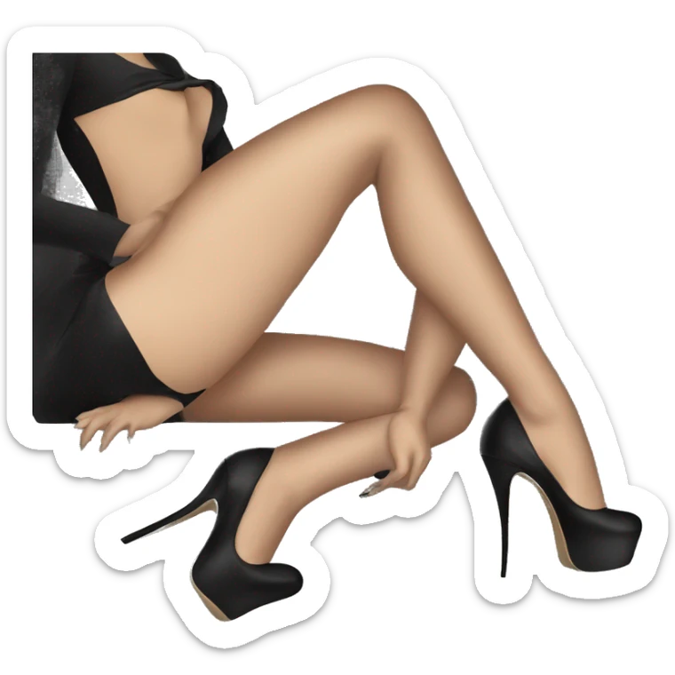 sitting girl in high heels sticker