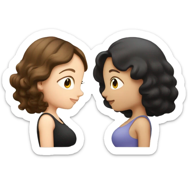 A pregnant white brown haired girl and a pregnant white black haired girl  sticker