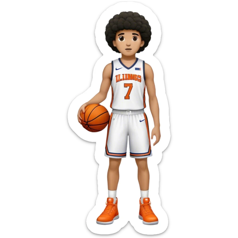 Will Riley Illinois basketball #7 mulatto with short Afro full body shot sticker