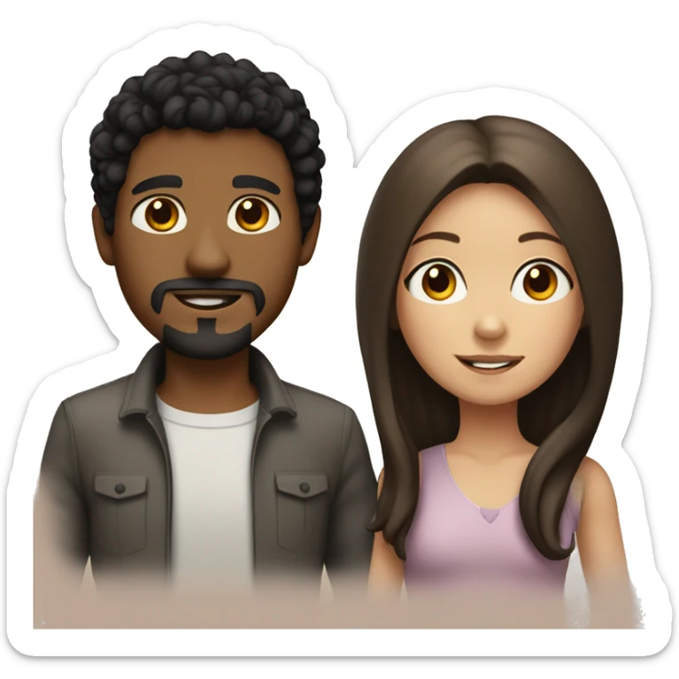 white boy with black hair and goatee holding girl with long brown hair and light brown skin sticker