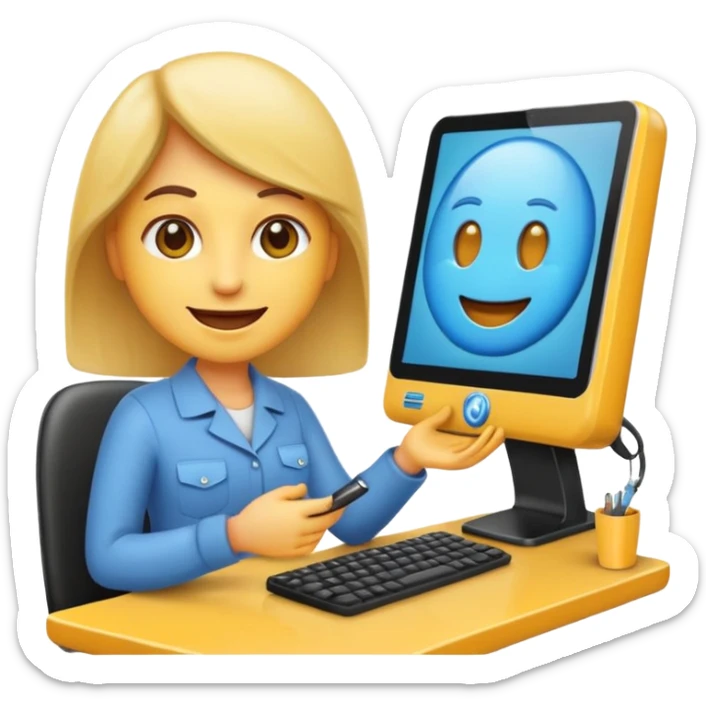 hazme un emoji que le este ayudando a una empresa a dejar de perder tiempo en tareas repetitivas y empezar a centrarse en lo que realmente importa: crecer. sticker