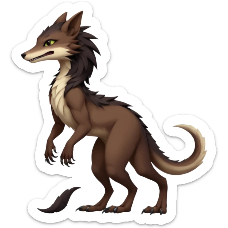 Brown and beige badass elegant wild beautiful natural cute badass epic anthro modern sergal-vernid-creature, full body, dark-brown-black-gradient pretty hair, outside, modern, aesthetic, art by LiLaiRa, art by art by Falvie sticker