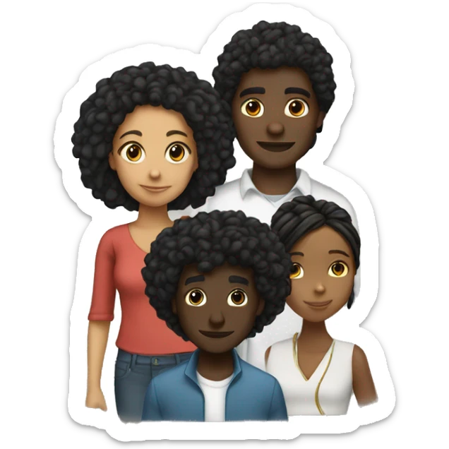 A black guy(with Afro , Black girl with dreads, and a Mexican girl sticker