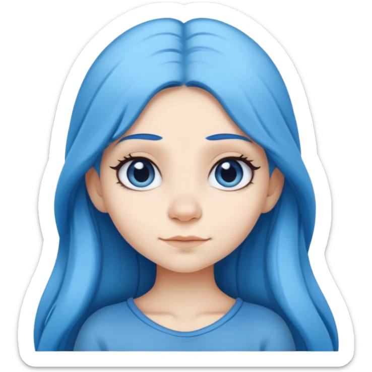 Female Smurf with dark sky blue hair long hair  parted in the middle sticker