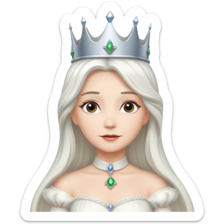 The Good Witch from The Land of Oz with long white hair, white outfit and crown sticker