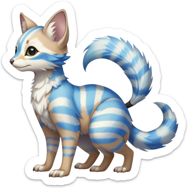 Feral Rare Fantasy vibrant light pastel Vernid-Trico-species by LiLaiRa, random markings, tufted tail, tufted ears, full body sticker