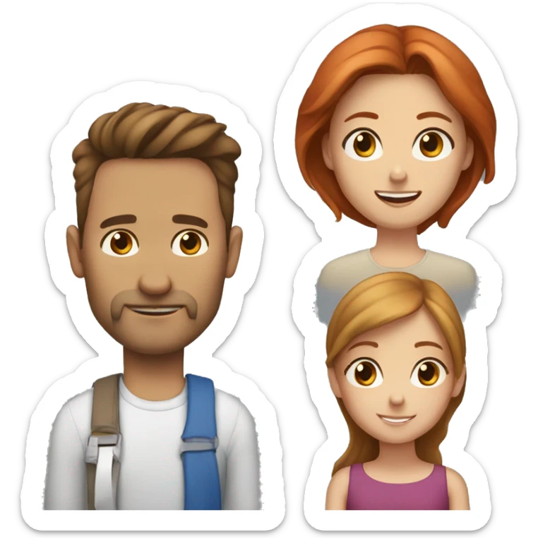 brunet father, red hair mother, brown hair daughter, blond hair son  sticker