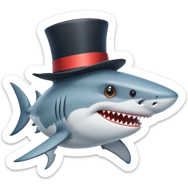 Shark with a top hat sticker
