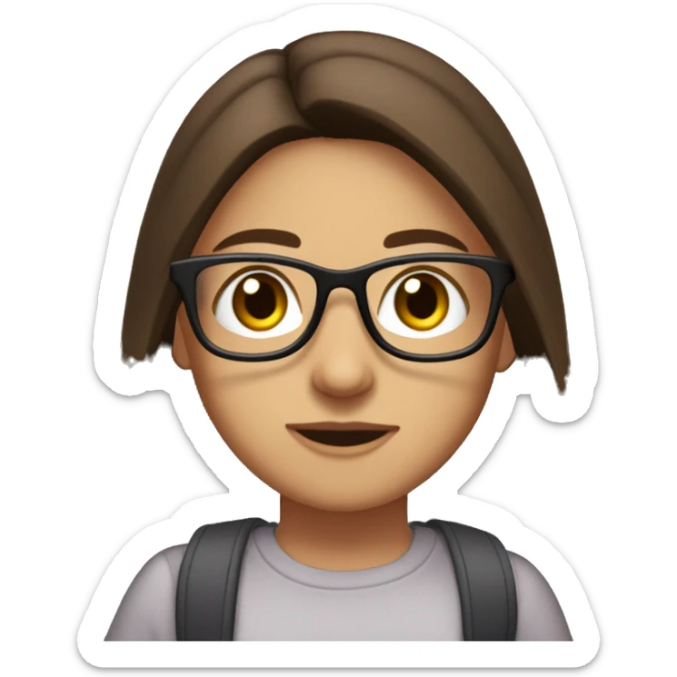 Brunette, medium length straight hair, brown eyes, sometimes I can wear glasses sticker