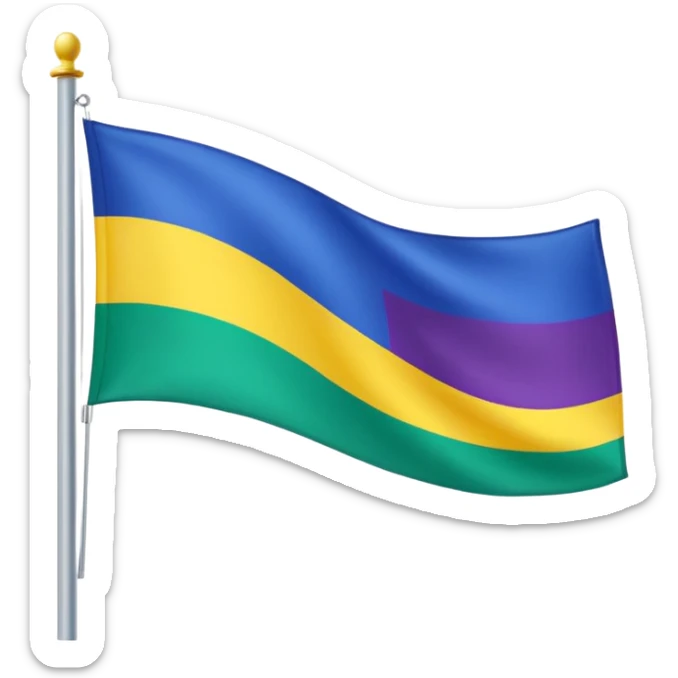 Bandera color azul amarillo morado y verde, seccionada en 4 partes iguales sticker