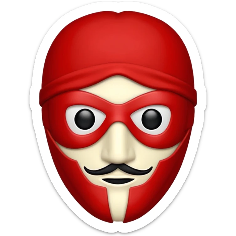 Emoji de la película La casa de papel máscara y la ropa rojo y la máscara color crema  realista  sticker