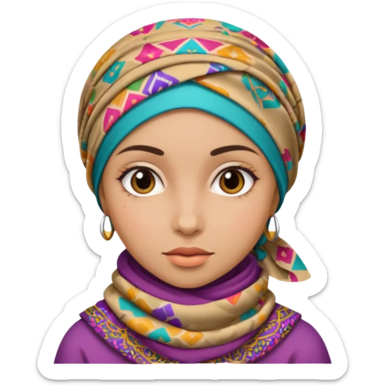 Une fille qui porte une foulare de son tete sans détails de visage  sticker
