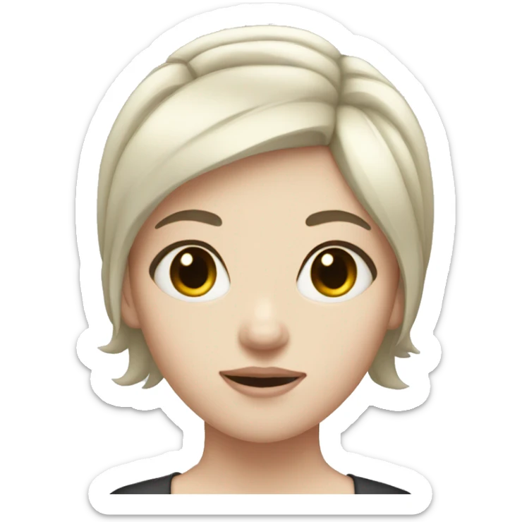 girl with black short hair and pale skin sticker