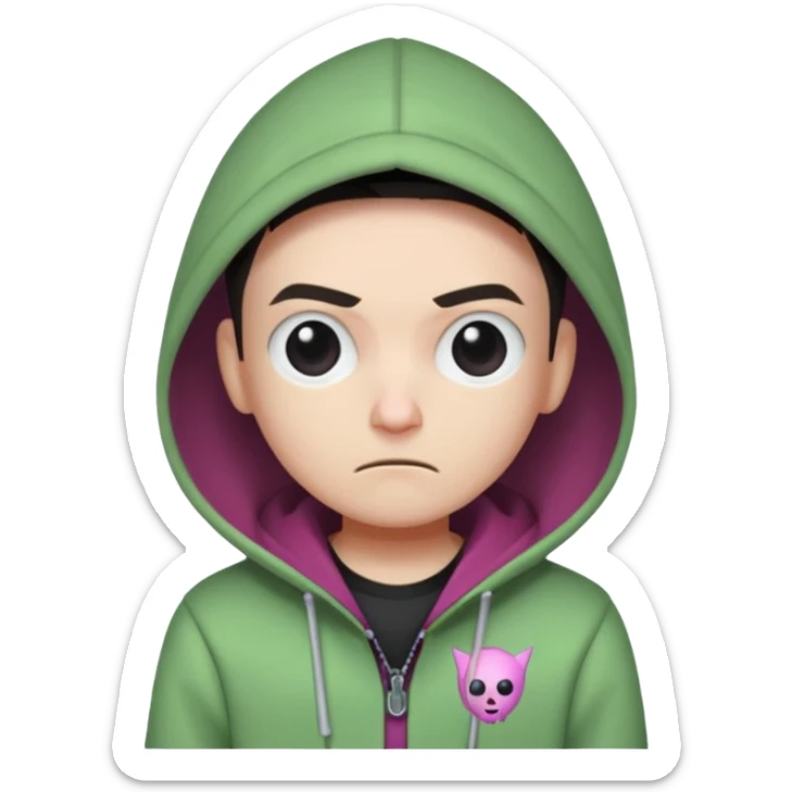 Joe Bart the YouTuber wearing a Gir from invader Zim hoodie. sticker