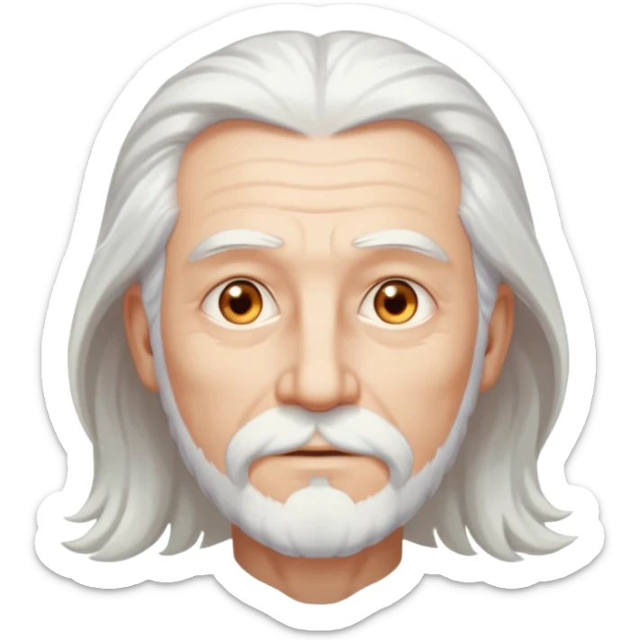 God the Father as a gentle, older man with flowing hair and a glowing aura sticker