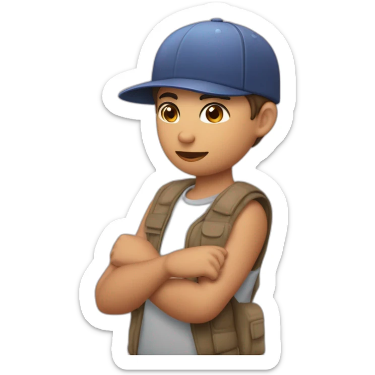 Joven, Moreno, Cejas Bonitas, con gorra en cabeza, y sosteniendo ropa en sus manos sticker