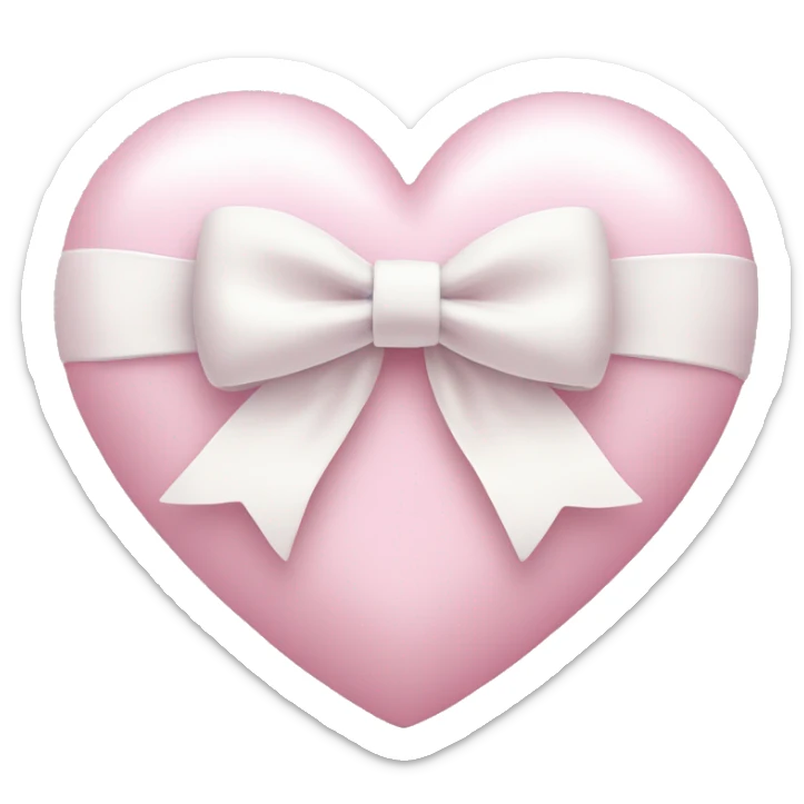 Pastel pink heart with white bow sticker