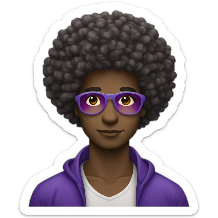 african-american man with curly "afro" hair holding the 3 shade bisexual flag sticker