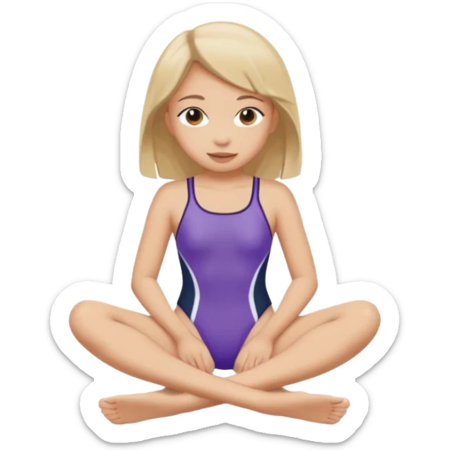 Girl wear swimsuit, The girl sits with her legs apart, show her feet sticker