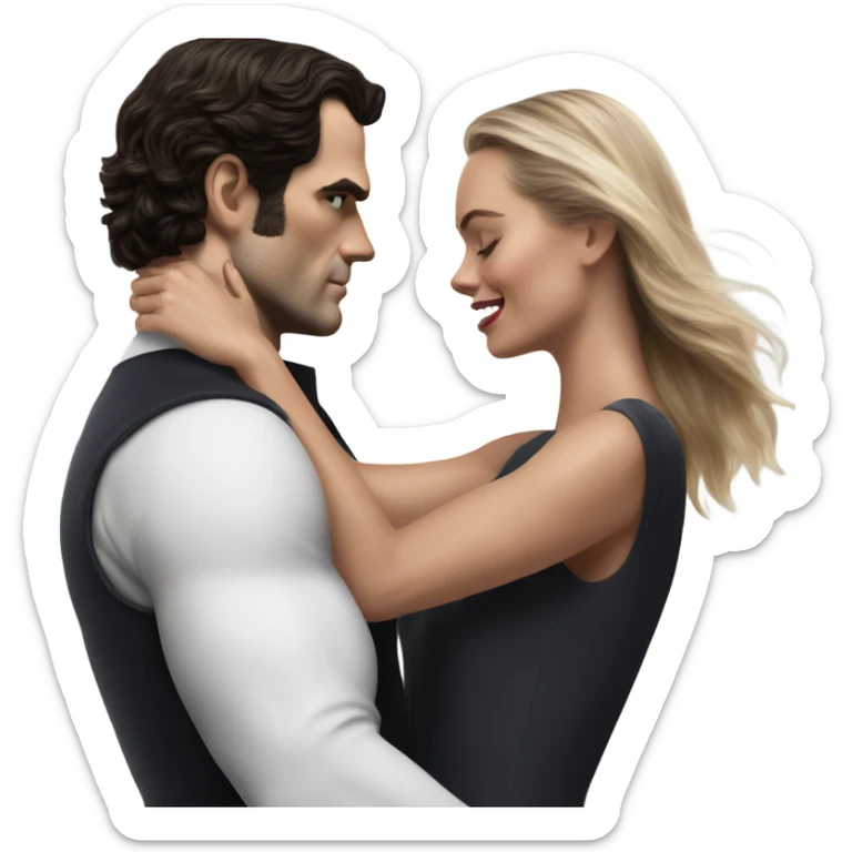 realistic photo of Henry Cavill close dancing with a beautiful female model  sticker