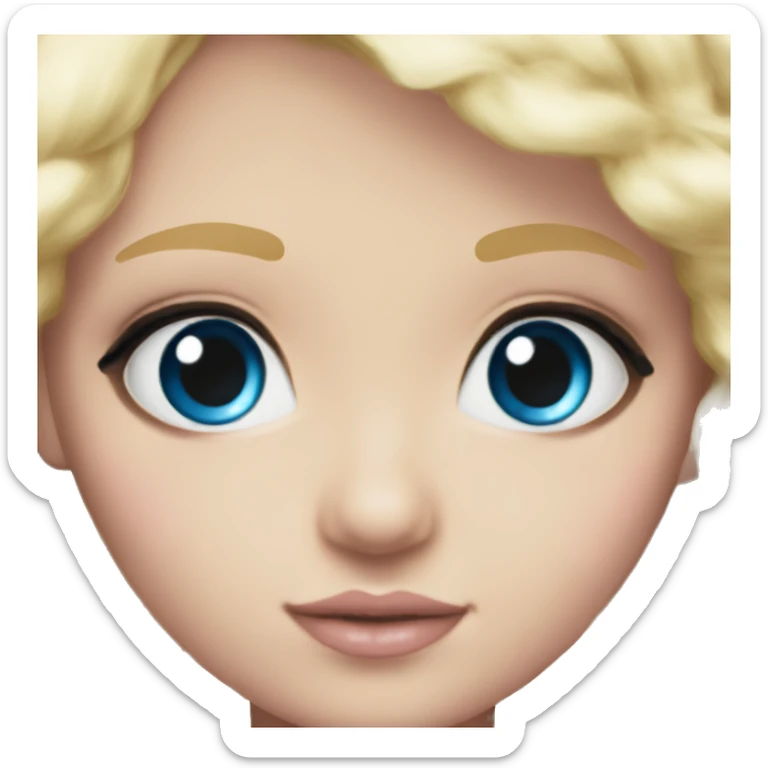 ocean blue doll eyes, blonde hair, feminine, pink, girl, angelic sticker