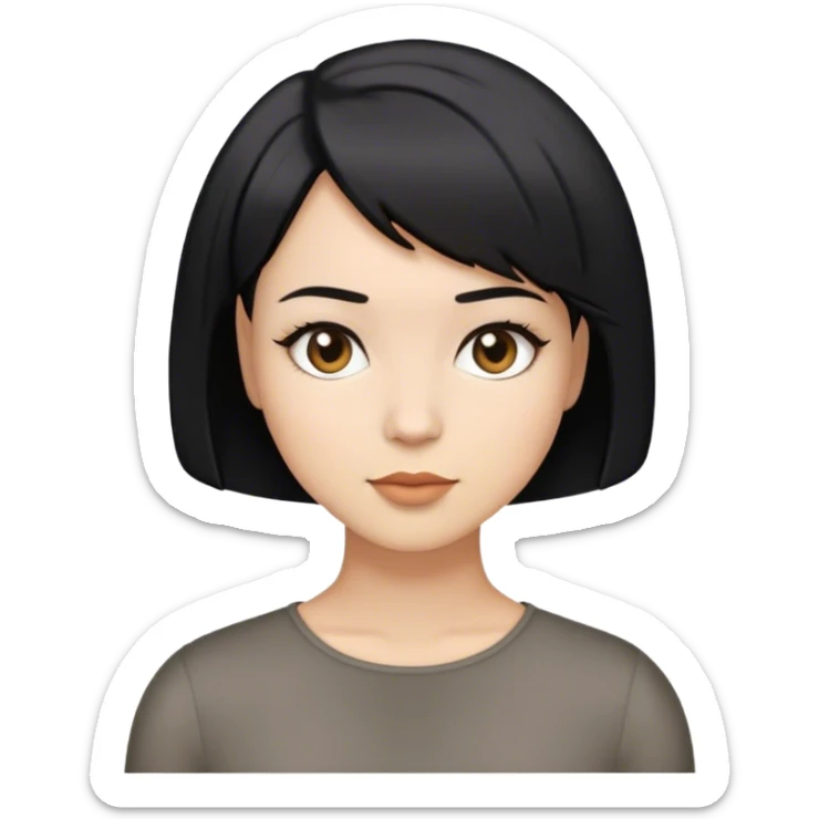 Woman with black short hair, bob hairstyle sticker