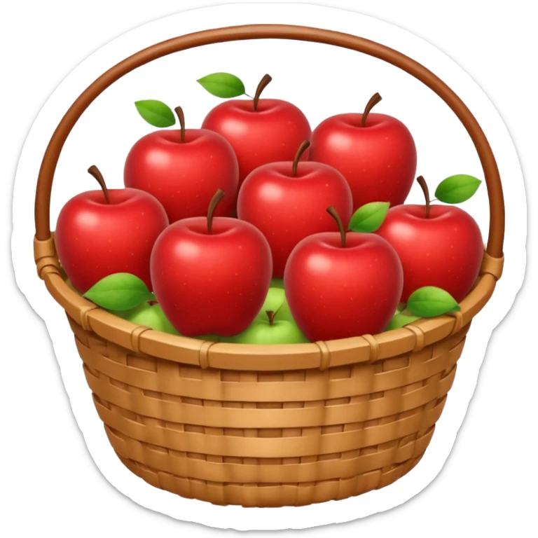 cozy basket of apples after apple picking ghibli style png sticker