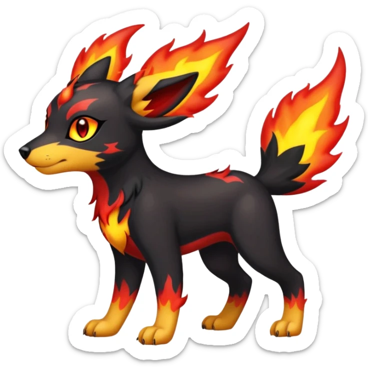 Cute Shiny Houndour-Quilava-Litten-Umbreon-Fakémon-hybrid-creature (full body)  sticker