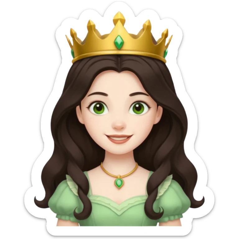 Princess Ozma from The Land of Oz with long dark brown hair, pale green outfit sticker