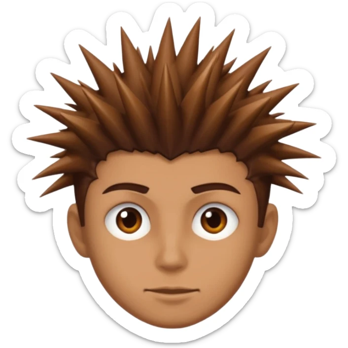 brown spiked hair sticker