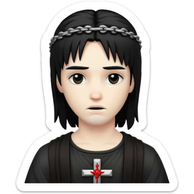 jesus-body-on-the-cross, black hair, punk hair sticker