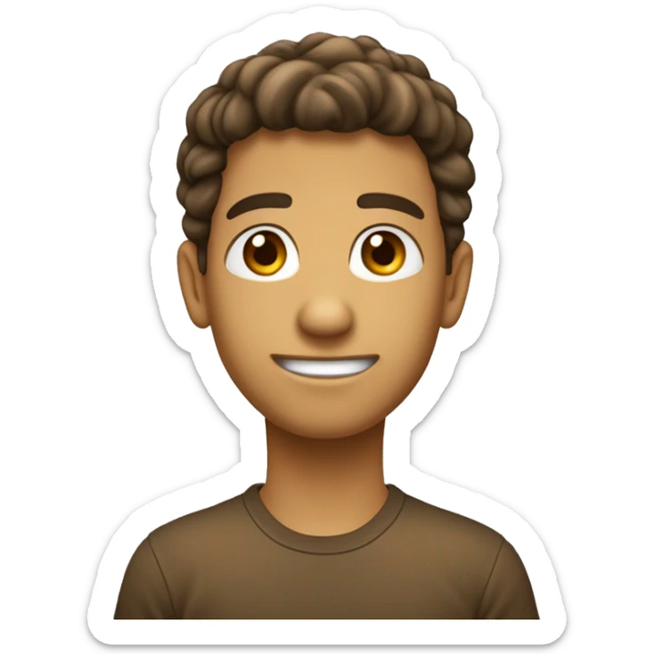 Jovem branco, cabelo castanho claro liso jogado pra direita com um degradê, olhos castanhos escuros sticker