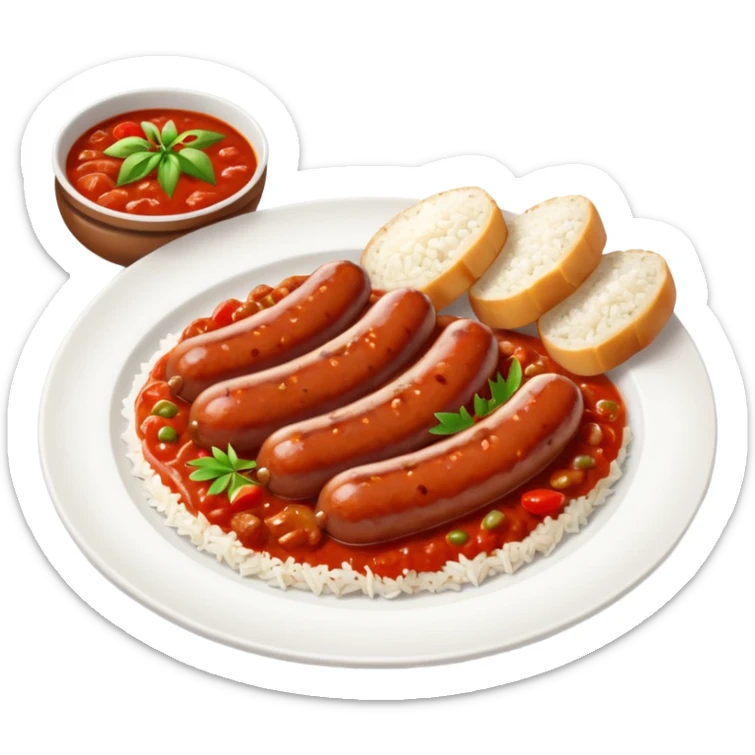 emoji of Rougail saucisse meal. Typical Reunion island meal sticker