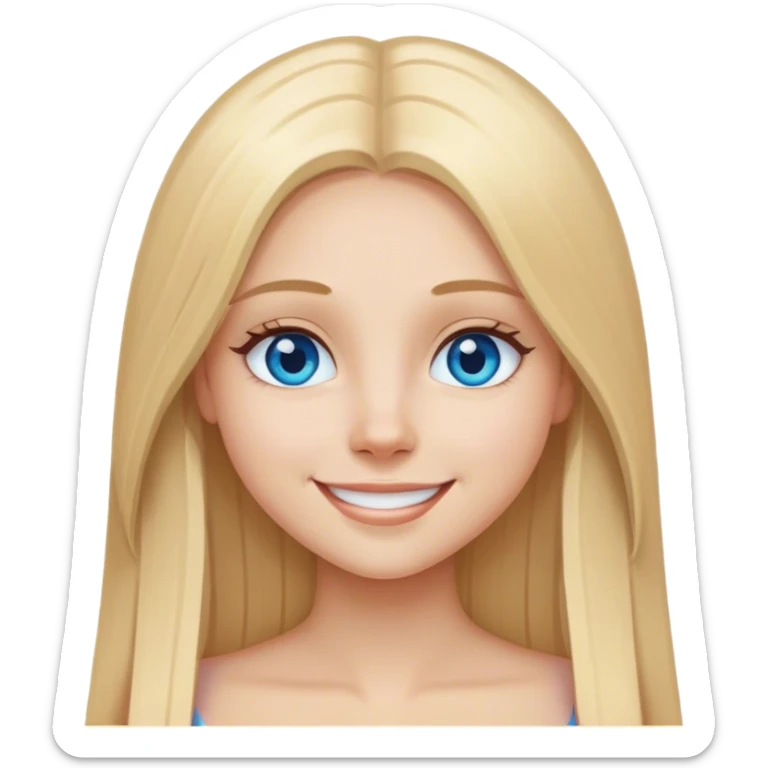 beautiful white girl with long straight blonde hair blue eyes smiling evil sticker
