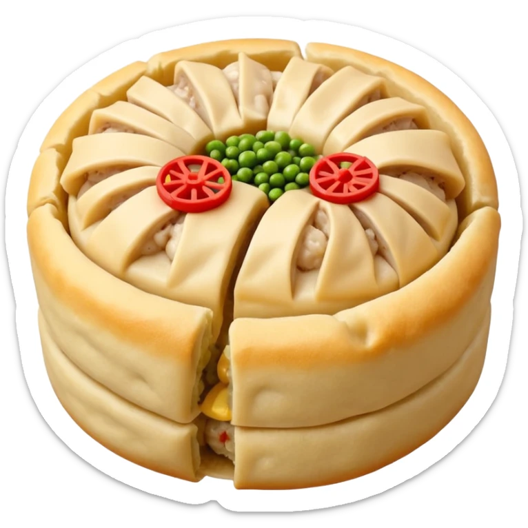 siu mai (a type of dim sum, just 1 cube of white color fish patty wrapped by yellow dough, leaving only the top part unwrapped, shape looks like short cylinder shape) sticker